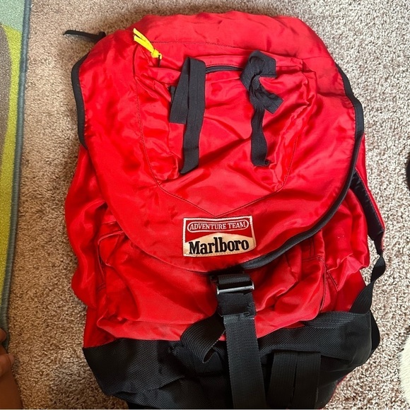 Vintage Marlboro Hiking‎ Backpack Bag +  Attachable Small Backpack - Picture 2 of 10